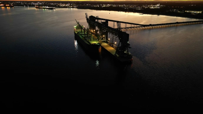 a large boat floating on top of a large body of water